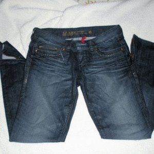 Guess Daredevil skinny leg whisker fade pattern with zipper leg